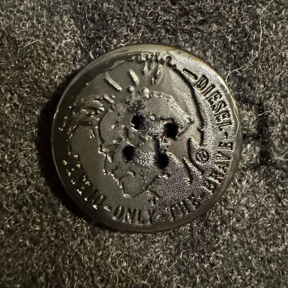 Diesel Men's W-Champ Double-Breasted Wool-Blend Coat Charcoal Black Size Large - Picture 10 of 16